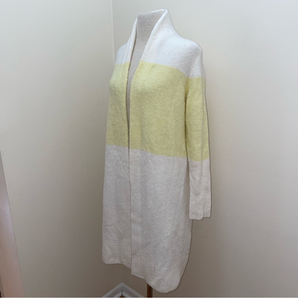 Anthropologie LTD Open Front Yellow/White Wool Blend Cardigan Sweater Size Small - Picture 6 of 15